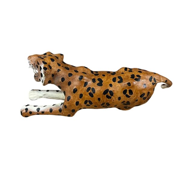Paper Mache Leopard Figurine With‎ Lifelike Details & Painted Finish - Picture 5 of 9